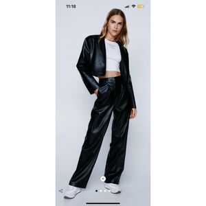 Straight leg faux leather pant